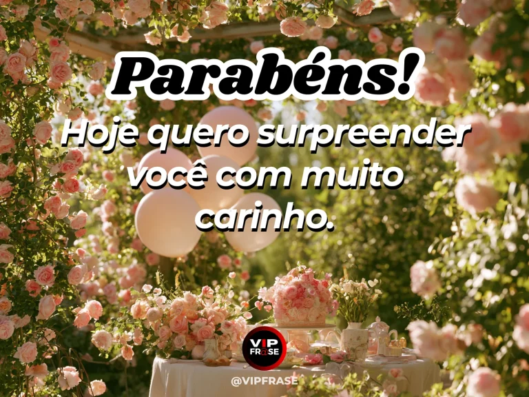Mensagem de aniversário para esposa sobre carinho e admiração, com flores e luz natural.