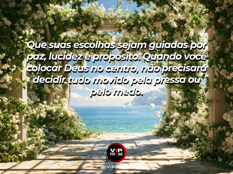 Mensagem sobre escolhas com Deus, com trilhas em bosque iluminado.