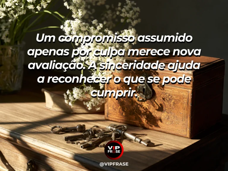 Frase de sabedoria sobre honestidade em compromissos, com laço de fita parcialmente desfeito ao lado de agenda fechada e flores.