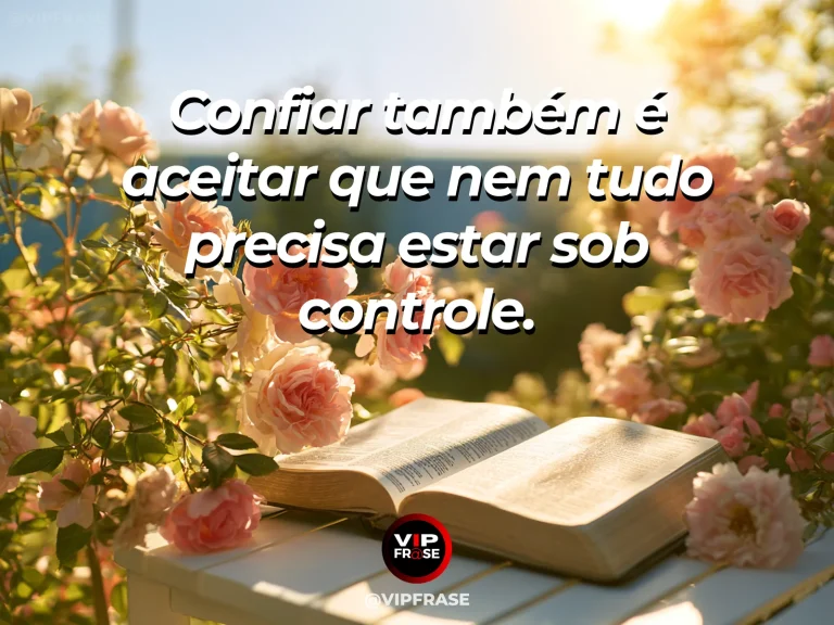 Mensagem de fé e confiança em uma pradaria ampla sob céu luminoso.