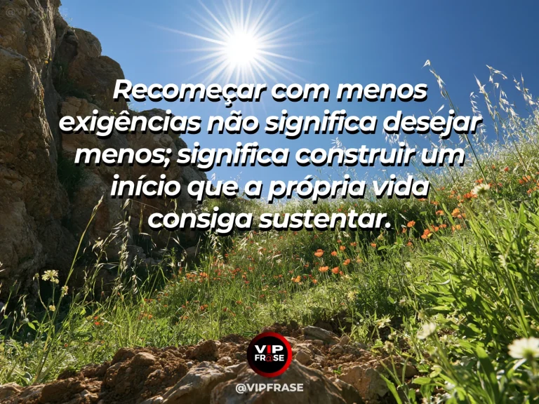 Frase sobre recomeço e construir um começo sem exigências excessivas, em cena de muda vigorosa regada em mesa com calendário neutro sem letras.