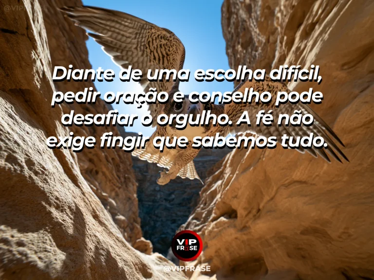 Mensagem sobre coragem para buscar conselho e oração, com pequena capela no alto de penhasco sob sol da manhã.