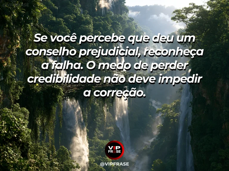 Frase sobre coragem e corrigir um conselho prejudicial, com cena de a restored stone pathway curves away from a broken crossing toward an open sunny valley.