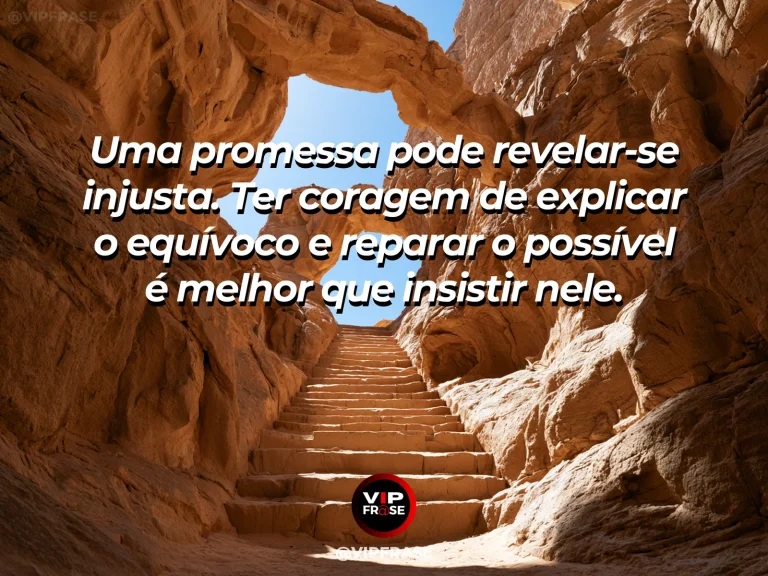 Mensagem de coragem sobre corrigir promessas injustas com responsabilidade, com duas cadeiras convidativas em varanda voltada para o vale.