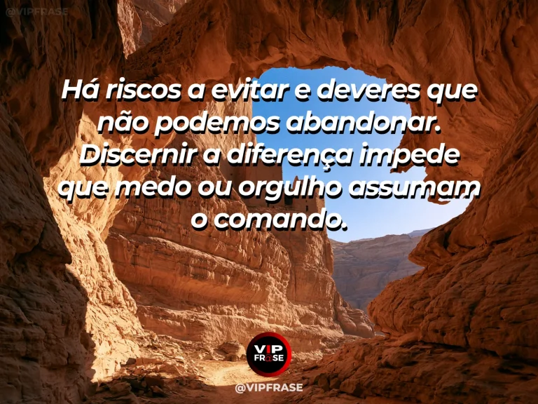 Mensagem de coragem sobre distinguir riscos evitáveis de deveres reais, com uma ponte bonita permanece inacabada diante de uma paisagem verde.