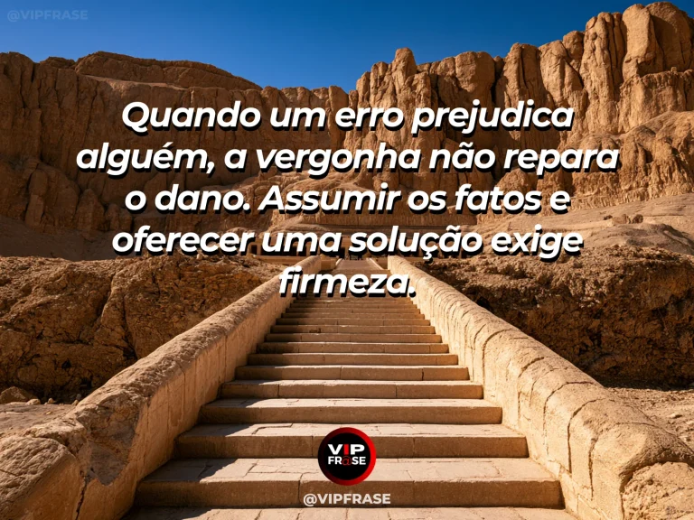 Arte com frase de coragem sobre enfrentar a vergonha e reparar o dano, em cenário de stone staircase ascending through a magnificent sandstone arch.