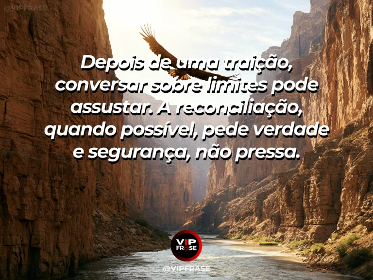 Mensagem sobre coragem para estabelecer limites após traição, com ponte fechada por tempestade e trilha alternativa segura.