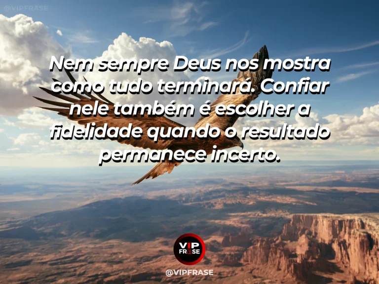 Mensagem de coragem e confiança em Deus, com igreja em montanha sob céu luminoso.