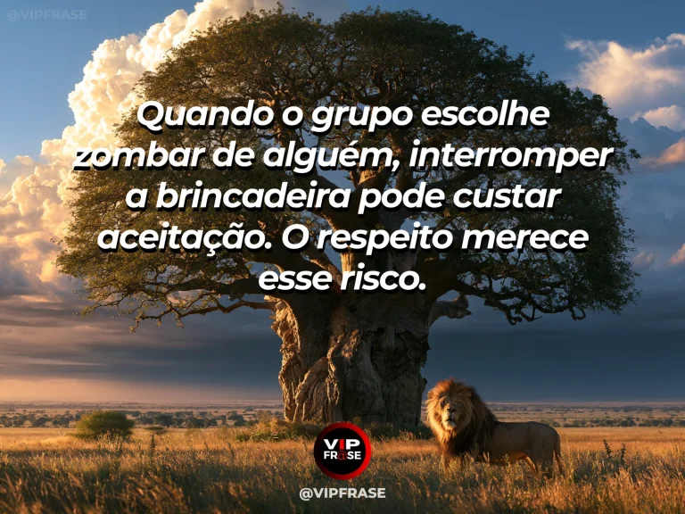 Arte com frase de coragem sobre interromper a zombaria coletiva, em cenário de gently shielding a small calf from a distant stampede.
