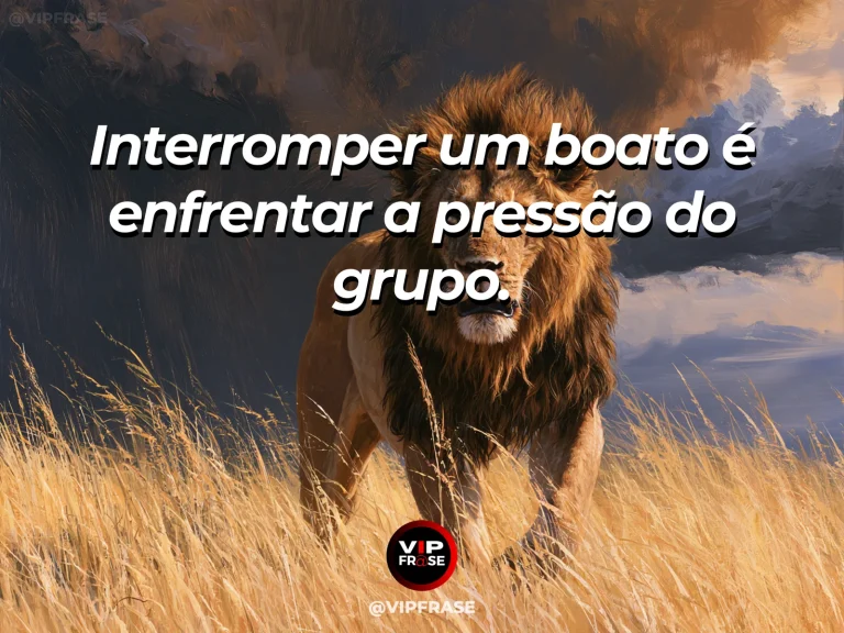 Arte com frase de coragem sobre interromper um boato, em cenário de calmly separating from a pride on the golden savanna.