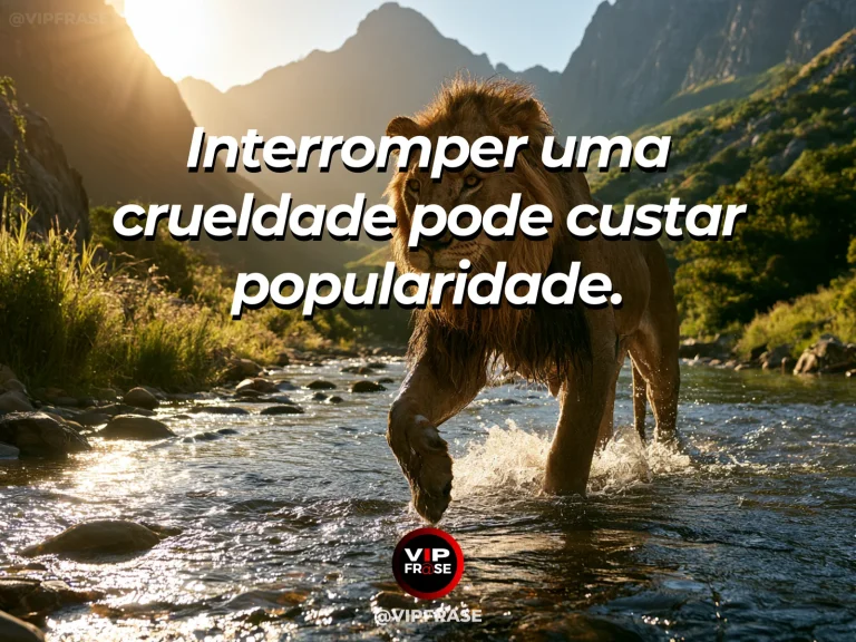 Mensagem sobre coragem para interromper crueldade, com elefante imponente afasta predadores sem agressividade.