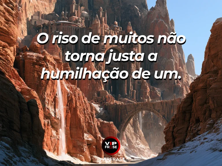 Mensagem sobre coragem para interromper humilhações, com flores vibrantes junto a arco monumental do deserto.
