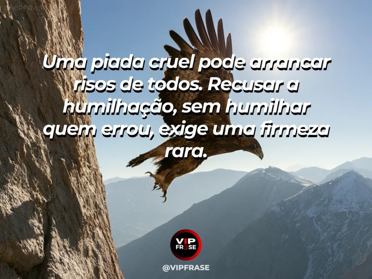 Mensagem sobre coragem para interromper ofensas, com uma ave interrompe voo de grupo rumo a tempestade.