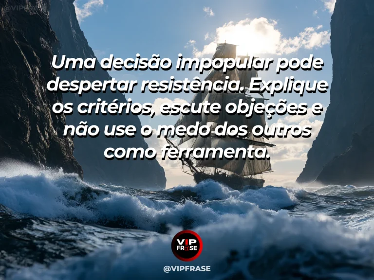 Mensagem sobre coragem para liderar sem intimidar, com farol sob céu claro após a tempestade.