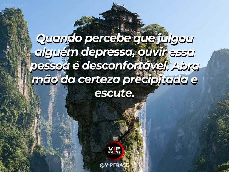Mensagem de coragem sobre escutar depois de reconhecer um julgamento apressado, com duas pessoas conversam em paz no jardim após desacordo.