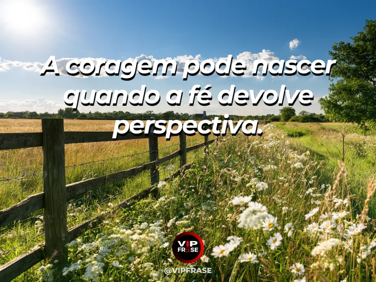Mensagem de fé e coragem com vista ampla de cânion sob céu luminoso.