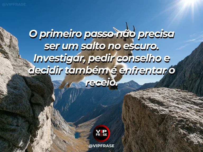 Mensagem de coragem sobre investigar e pedir orientação antes de começar, com dois alpinistas ligados por corda segura diante de uma montanha.