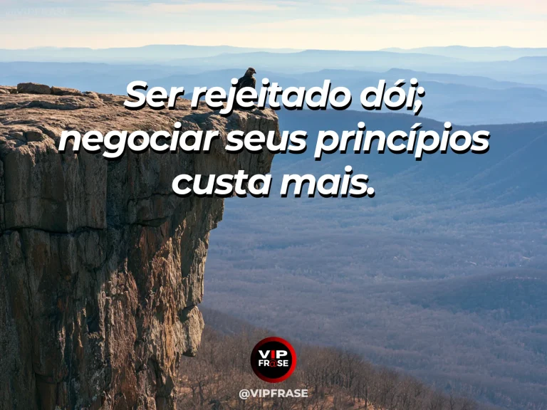 Mensagem de coragem diante da rejeição, com flor dourada em encosta de montanha.
