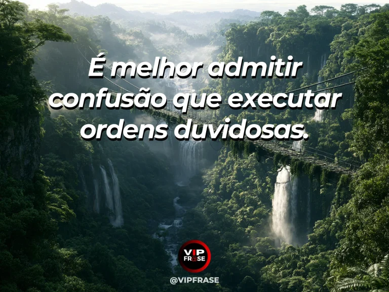 Mensagem sobre coragem para pedir esclarecimento, com ponte estreita observada de mirante seguro.