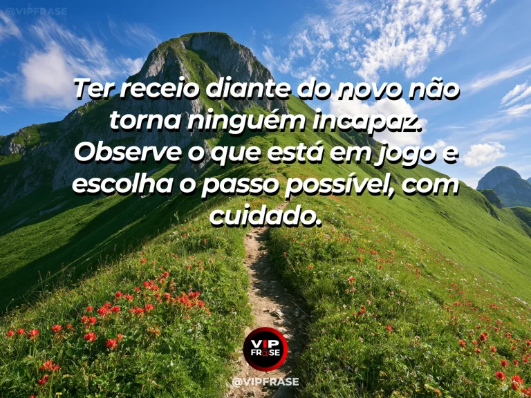 Mensagem sobre coragem para admitir receios, com antiga ponte iluminada reflete no lago límpido.