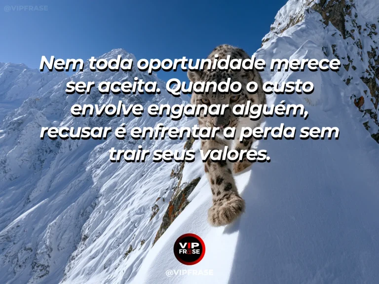 Frase sobre coragem e recusar oportunidades que ferem valores, com cena de a courageous mountain goat chooses a solid climb instead of a tempting broken shortcut.
