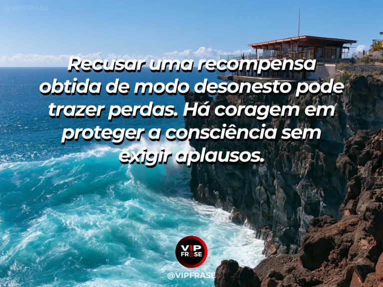 Arte com frase de coragem sobre recusar recompensas desonestas, em cenário de walking away from an opulent castle on a sunlit cliff toward open wilderness.