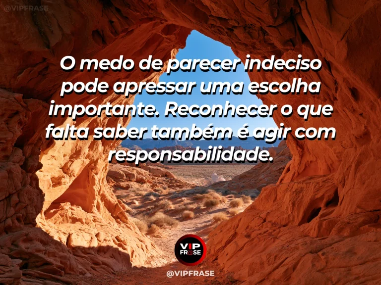 Arte com frase de coragem sobre resistir à pressão de decidir depressa, em cenário de goat waiting before an icy gap on a secure rocky ledge.