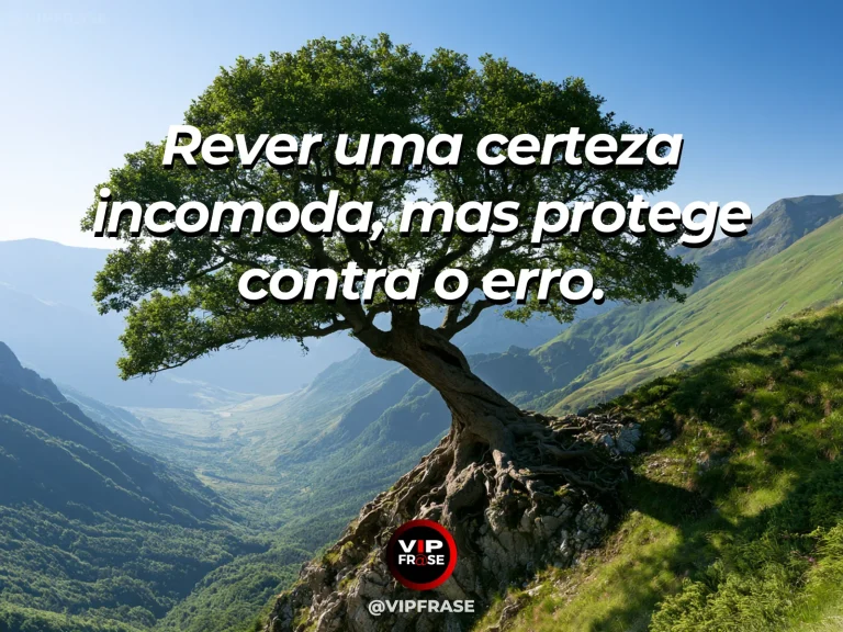 Mensagem sobre coragem para rever certezas, com oliveira ancestral resistindo à ventania em terreno pedregoso.