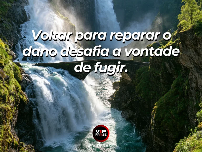 Arte com frase de coragem sobre voltar para reparar o erro, em cenário de bridge being restored in a lush canyon beside turquoise river.