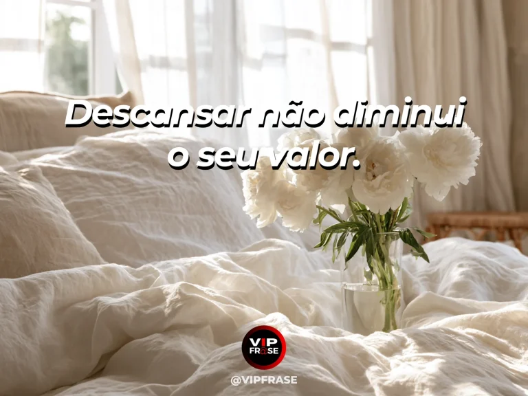 Frase de autoestima sobre rest without loss of worth, com peaceful bed by an open window with flowers and sunlight