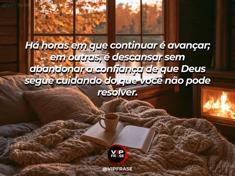 Frase de fé com cabana acolhedora à beira de lago tranquilo ao entardecer, cercada por natureza luminosa.