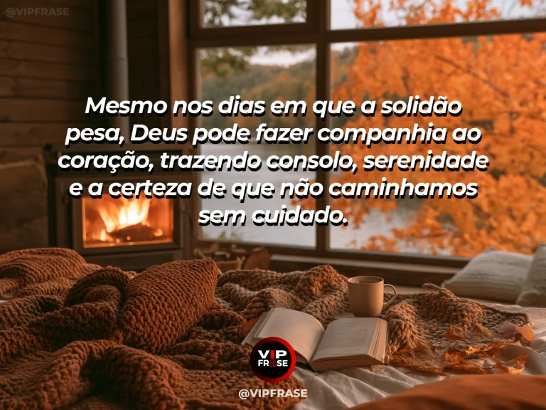 Mensagem sobre o conforto de Deus com cabana acolhedora junto ao lago.