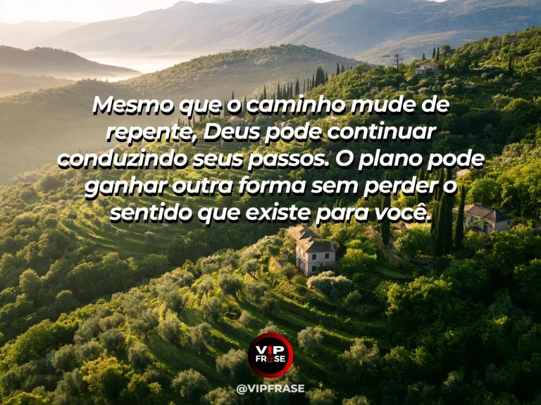 Mensagem sobre a condução de Deus, com trilha sinuosa entre colinas verdes.