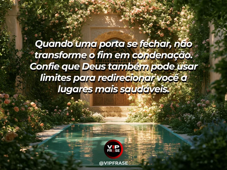 Mensagem sobre redirecionamento de Deus, com novo caminho surgindo em jardim iluminado.