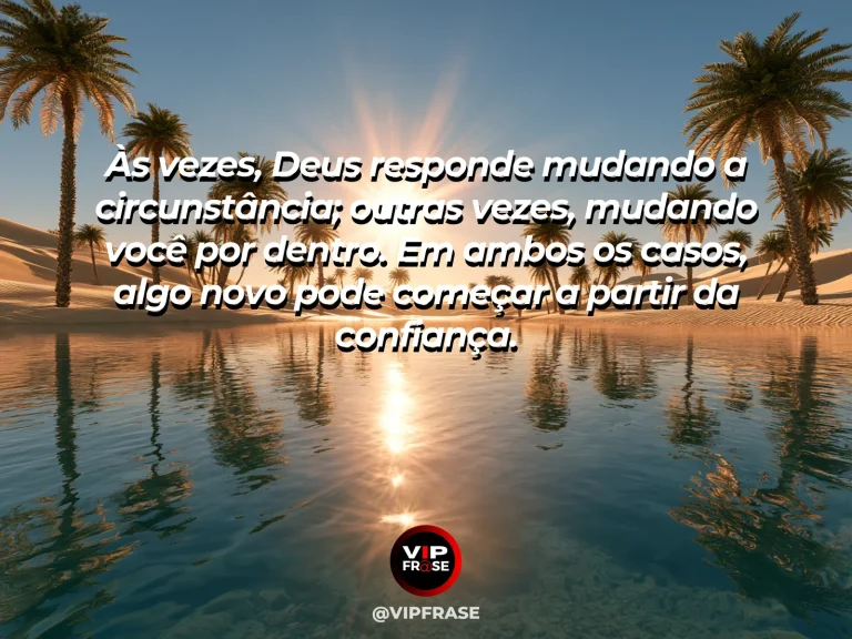 Mensagem sobre transformação com Deus, com borboletas em jardim ao amanhecer.