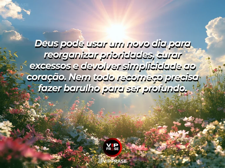 Mensagem sobre recomeço com Deus, com campo verde ao amanhecer.
