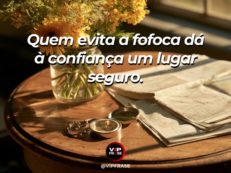 Mensagem de sabedoria sobre cuidar de confidências, com envelope fechado em mesa com pétalas delicadas.