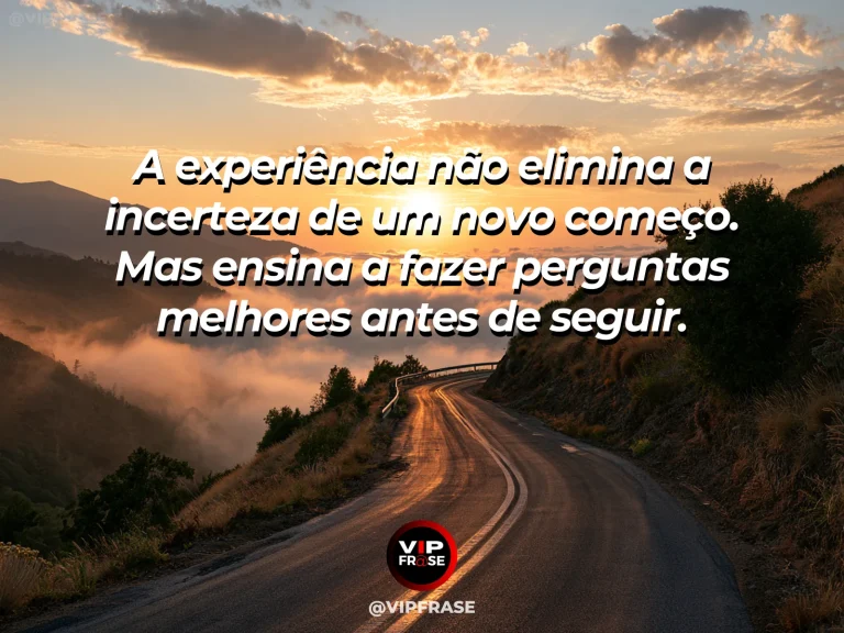 Mensagem sobre recomeço e usar aprendizado para lidar com incertezas do novo ciclo, com mirante luminoso diante de estrada ainda não percorrida.