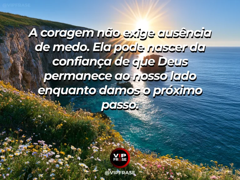 Mensagem sobre coragem com Deus com ponte entre montanhas iluminadas.