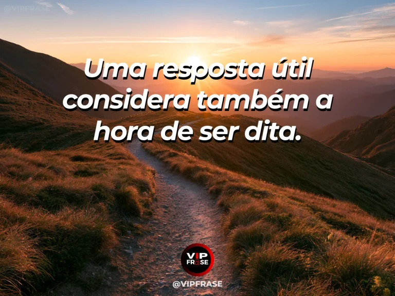 Frase de sabedoria sobre momento certo de responder, com relógio de areia discreto perto de livro aberto em janela florida.