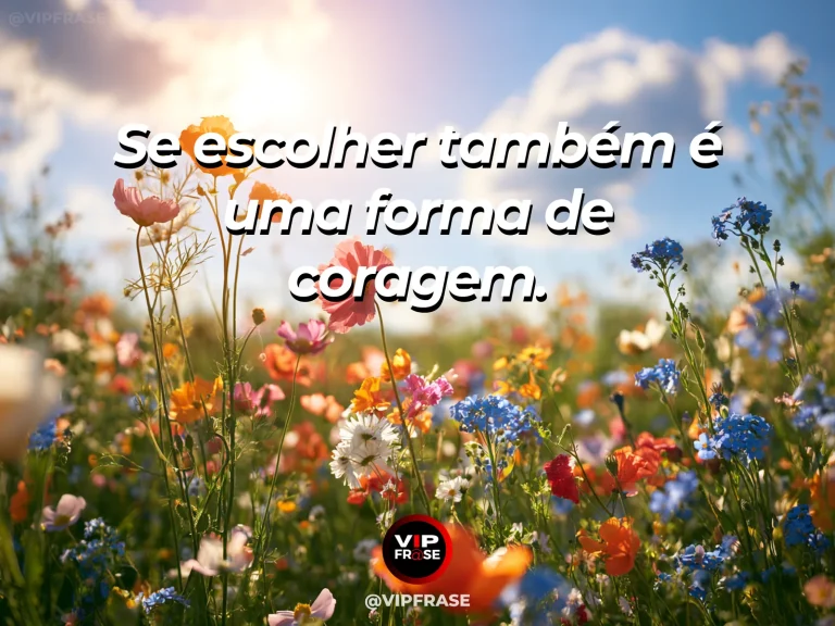 Frase de autoestima sobre courage to choose yourself, com small bridge leading toward a sunlit garden