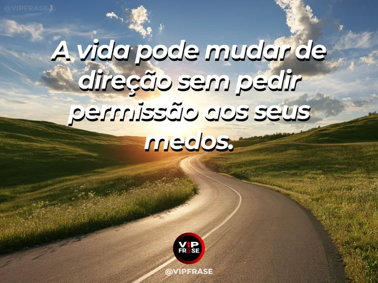 Frase de esperança com estrada sinuosa entre montanhas avançando para um horizonte dourado.