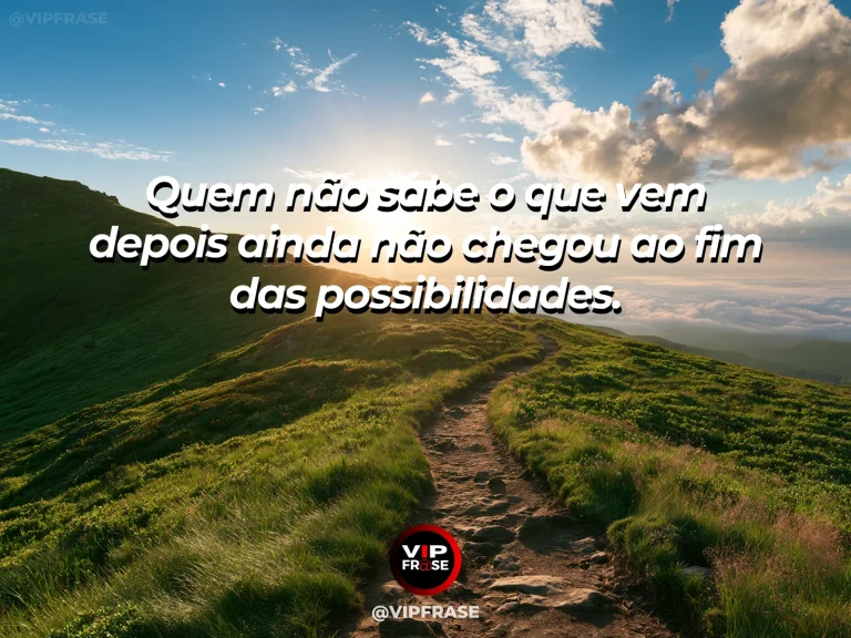 Frase de esperança com estrada desaparecendo suavemente entre colinas iluminadas.