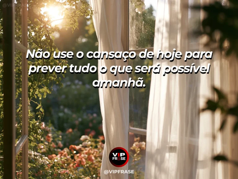 Frase de esperança com quarto claro ao amanhecer, janela aberta para um jardim vibrante.
