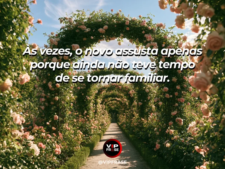Frase de esperança com caminho entrando em um jardim desconhecido, vibrante e acolhedor.