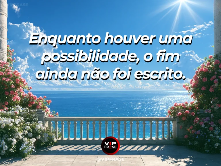 Frase de esperança com estrada seguindo até um horizonte azul e luminoso.