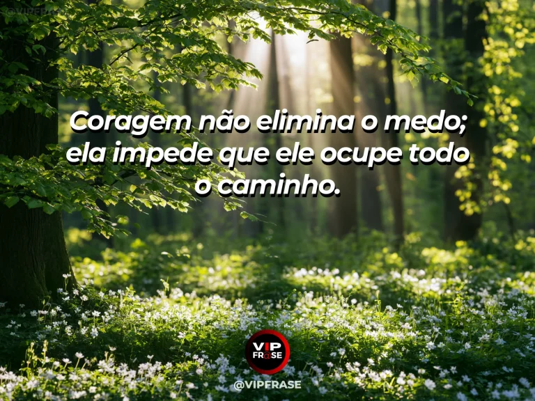 Frase de esperança com trilha iluminada atravessando uma floresta ainda parcialmente sombreada.