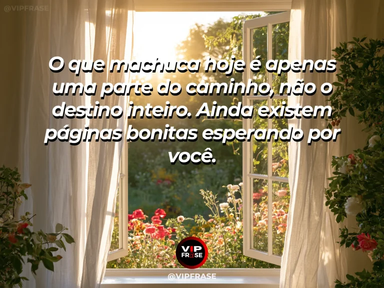 Livro aberto junto a uma janela com jardim florido, representando novos capítulos e esperança.