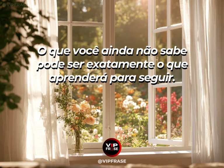 Frase de esperança com mesa de estudos luminosa diante de uma grande janela com natureza.