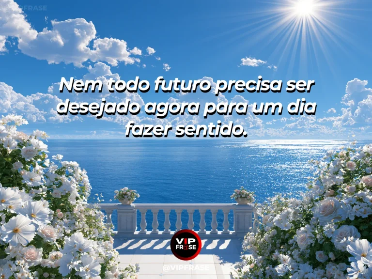 Frase de esperança com paisagem desconhecida e acolhedora surgindo além de uma curva.